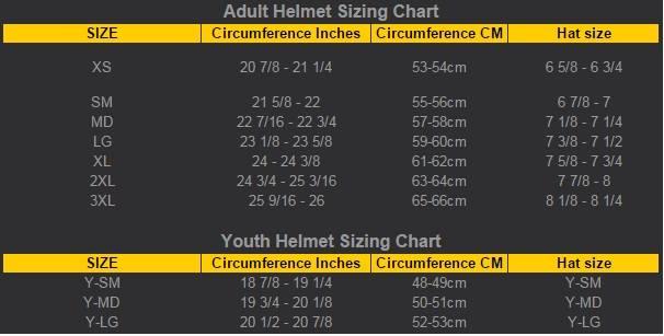Scorpion Covert Helmet Size Chart